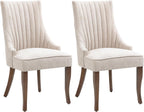 Linen Kitchen and Dining Chairs Set of 2, Channel Tufted Dining Room Chairs Comfy Fabric, Upholstered sillas for Dining Room with Solid Wood Legs