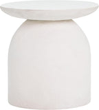 First of a Kind White Concrete Side Table with Smooth Curves - Round Coffee Table for Indoor/Outdoor Use - Durable & Stylish Neutral Design - 20.5" W x 20.5" D x 20" H