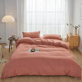 FACE TWO FACE Bedding Duvet Cover Set100% Washed Cotton Duvet Cover Linen Like Textured Breathable Durable Soft Comfy (King, Caramel)