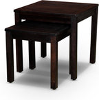 2-Piece Eucalyptus Nesting Table Set with Espresso | Nesting tables for storage and entertaining