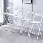 Tall Folding Stool Chair, 22/24/26/28/30 Inch Folding Bar Stool with Backrest and Padded, Portable Indoor Counter Bar Stools, Home Adults Breakfast Stool(White,30 inch(75 cm))