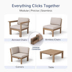 Stoog Modular Armless Chair - Interlocking Waterproof Seat for Building Sectionals, Outdoor Patio & Pool, Teak