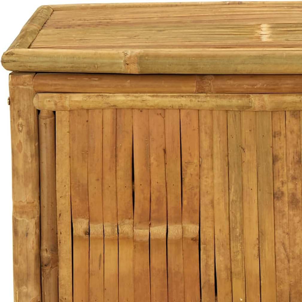 Bamboo Patio Storage Box 43.3x20.5x21.7 Inches | Durable Natural Material, Open Slats Ventilation, Indoor Outdoor Use, Storage Bench