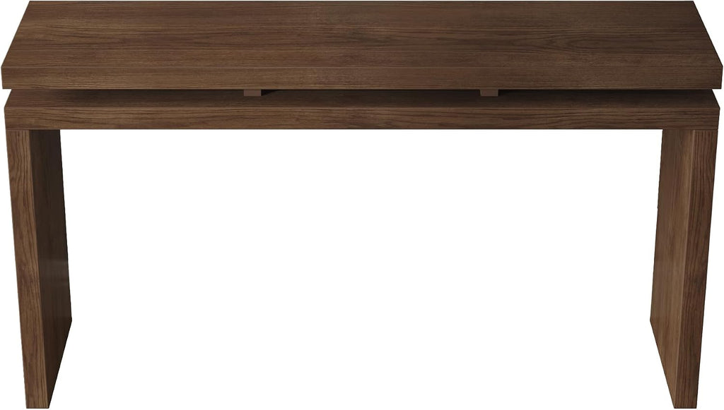 60" Antique Natural Farmhouse Console Table with Double Board Suspension Design, Versatile Buffet Sideboard, Retro Wooden Sofa Side Table for Entryway, Hallway and Living Room (Antique Brown-02)