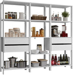 Madesa Kitchen Pantry Storage Rack with 4 Drawers and Open Shelves 78" L Multiuse Modular Cabinet for Kitchen Organization - White
