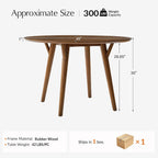 HULALA HOME Round Dining Table for 4, 45” Solid Wood Kitchen Table, Small Dinner Coffee Writing Table for Kitchen Dining Room, Save Space, Walnut