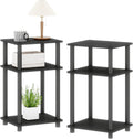 3-Tier Black End Tables Set of 2, Engineered Wood Small Side Tables with Storage Shelves, Small Nightstands for Bedroom, Living Room, Bathroom, Black