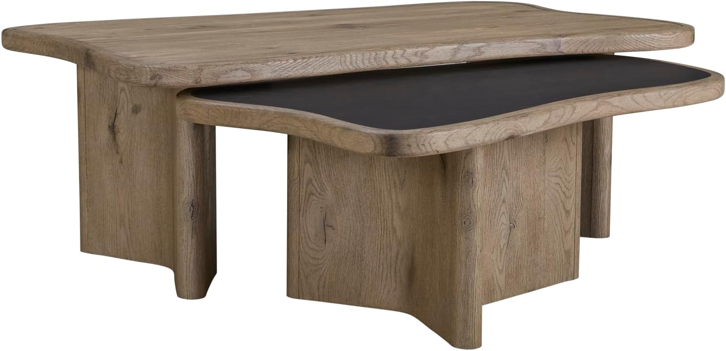 Oak Nesting Cocktail Table with Solid Wood and MDF Construction | Two-piece nesting design for flexible layout options
