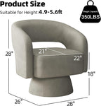 INZOY Swivel Barrel Chair with Velvet Fabric, Swivel Accent Chair with Thickened Soft Cushion, Comfy Round Swivel Chair for Living Room Bedroom, Grey