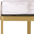 SAFAVIEH Couture Collection - Dominic Brass Stainless Steel Accent Table, Sculptural Modern Side Table, Cast Glass Top, Fully Assembled (SFV7919A)