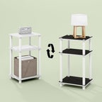 Arau End Table, Side Table, Nightstand, with 2 Tier Open Shelves for Living Room, Bedroom, 1-Pack, White/White