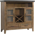Pemberly Row Traditional Wood Pantry, 55 in, Canyon Brown Finish, Solid Pine and Hardwood, Beveled Glass Doors, Adjustable Shelves, Dining or Kitchen Storage