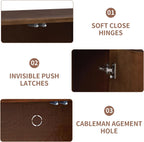 Sideboard Buffet Cabinet, Accent Storage Cabinet with 4 Doors and Adjustable Shelf, Farmhouse Mid Century Modern Buffet Sideboard for Living Room, Kitchen, Entry (Walnut)