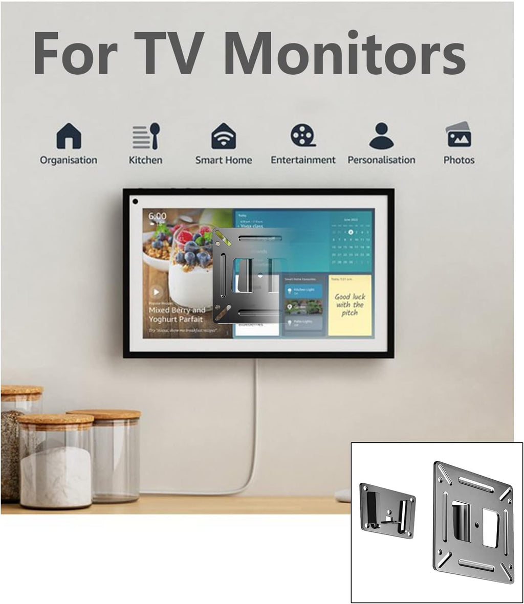 Nuyoah Monitor Wall Mount RV TV Mount Low Profile Wall Bracket VESA Mount | Small TV Mount for 14”-27” Monitor Computer Screens, Ultra Slim TV Bracket Fixed VESA 75x75 100x100mm Easy Mount for Camper