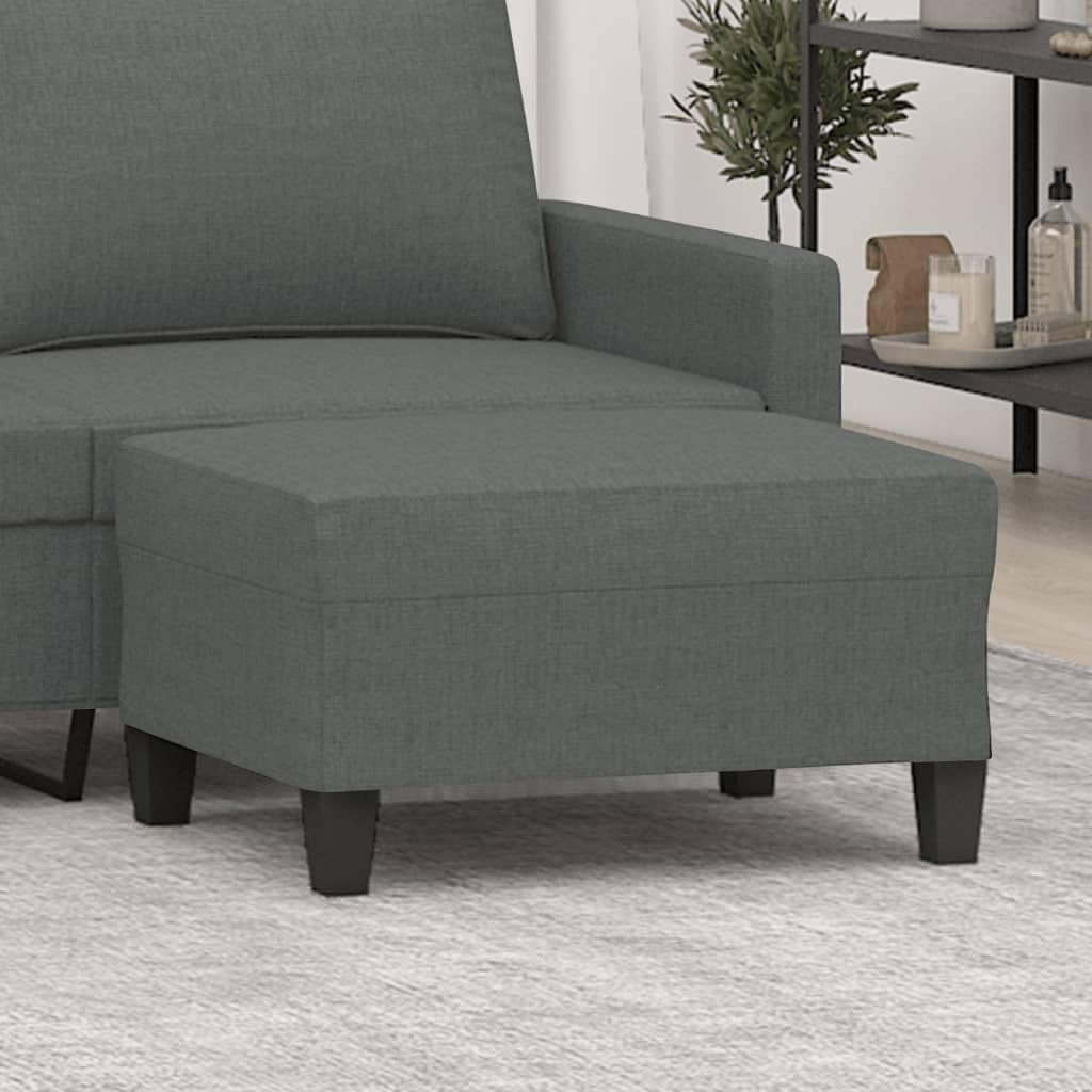 Modern Dark Gray Footstool with Breathable Fabric and Sturdy Plywood Frame, Compact Design for Living Room, Sofa or Recliner