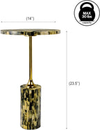 JONATHAN Y Hedda Gold Iron 23.5" Round Pedestal Drink Table with Yellow and Black Mosaic Top, Art Deco Candlestick Accent Side Table for Small Spaces, Living Room, Bedroom END1001A
