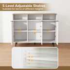 Giantex Sideboard Cabinet - 47” Buffet Cabinet with Storage Compartments, Countertop, 3 Doors Kitchen Cabinets, Modern Furniture for Living Room, Entryway, Coffee Bar (White & Natural)