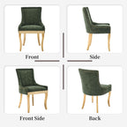 Upholstered Dining Chairs Set of 4, Chenille Fabric Dining Room Chairs with with Gold Stainless Steel Legs, Nailhead Trim, Modern Farmhouse Accent Chairs for Dining Room or Kitchen, Olive Green