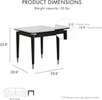 Furniture of America Miranda Modern Solid Wood 23.6-inch Square End Table with Sintered Stone Top, Silver-Capped Arrow Legs for Living Room, Black and White