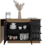 Kitchen Island with Storage Cabinet and Wine Glass Holder | Includes storage cabinet and wine glass holder for organized kitchen use