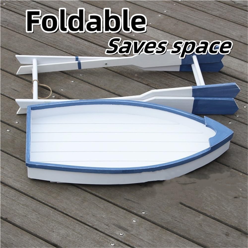Wooden Ship Shape Side Table, Small Tables for Small Spaces, End Table for Living Room, Bedroom, Balcony, Modern Side Table, Foldable Accent Table with Oar Legs