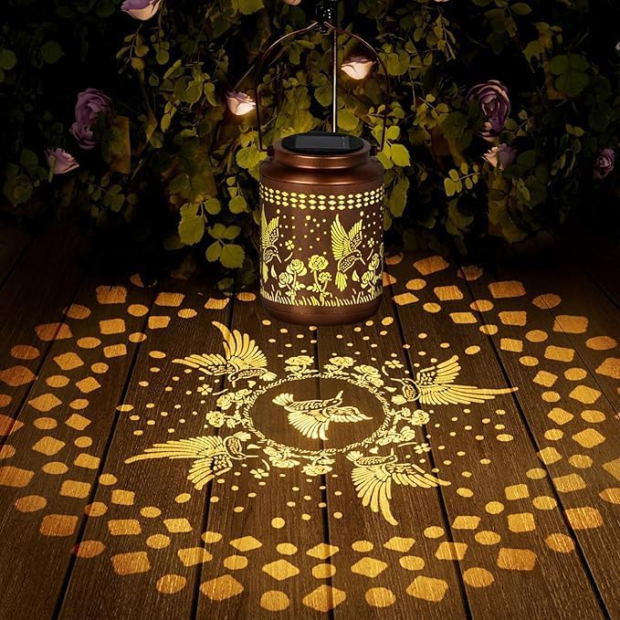 Solar Lanterns Outdoor Hummingbird Lantern Garden Decor Waterproof Decor Light Hanging Solar Lights Yard Decor,Gifts for Women Gifts for Mom Gifts for Grandma