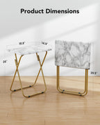 HUANUO Folding TV Tray Table, No Assembly TV Tray with Marble-Look Top | Versatile TV Tray Table - Perfect for Meals, Snacks & Laptops Fits Sofas, Bedsides & Small Spaces - Folds Flat for Storage