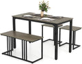 Giantex 4-Piece Dining Table Set for 4, Modern Kitchen Table and Chairs, Nesting Furniture Set with Bench & 2 Stools, Space-Saving Desk Set, Dinette Set for Small Place, Dining Room Restaurant (Grey)