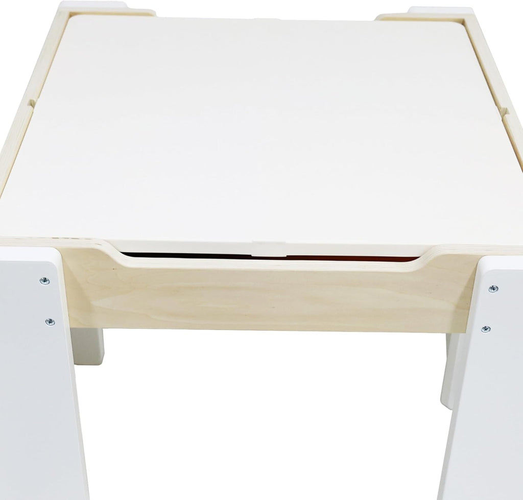 Teamson Kids - Wooden Multiactivity Table with Removable Tabletop for Storage | Reversible Tabletop, Storage Space