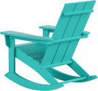 HDPE Shoreside Modern Rocking Poly Adirondack Chair (Set of 4),Turquoise