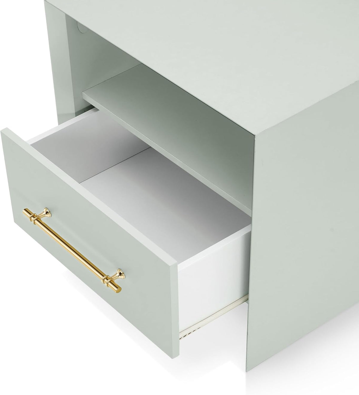 HOMES: Inside + Out Elle Modern 23-inch Rectangular End Table with Drawer and Open Shelf, Wooden Small Nightstand for Living Room, Home Office, Apartment, Small Spaces, Mint Green