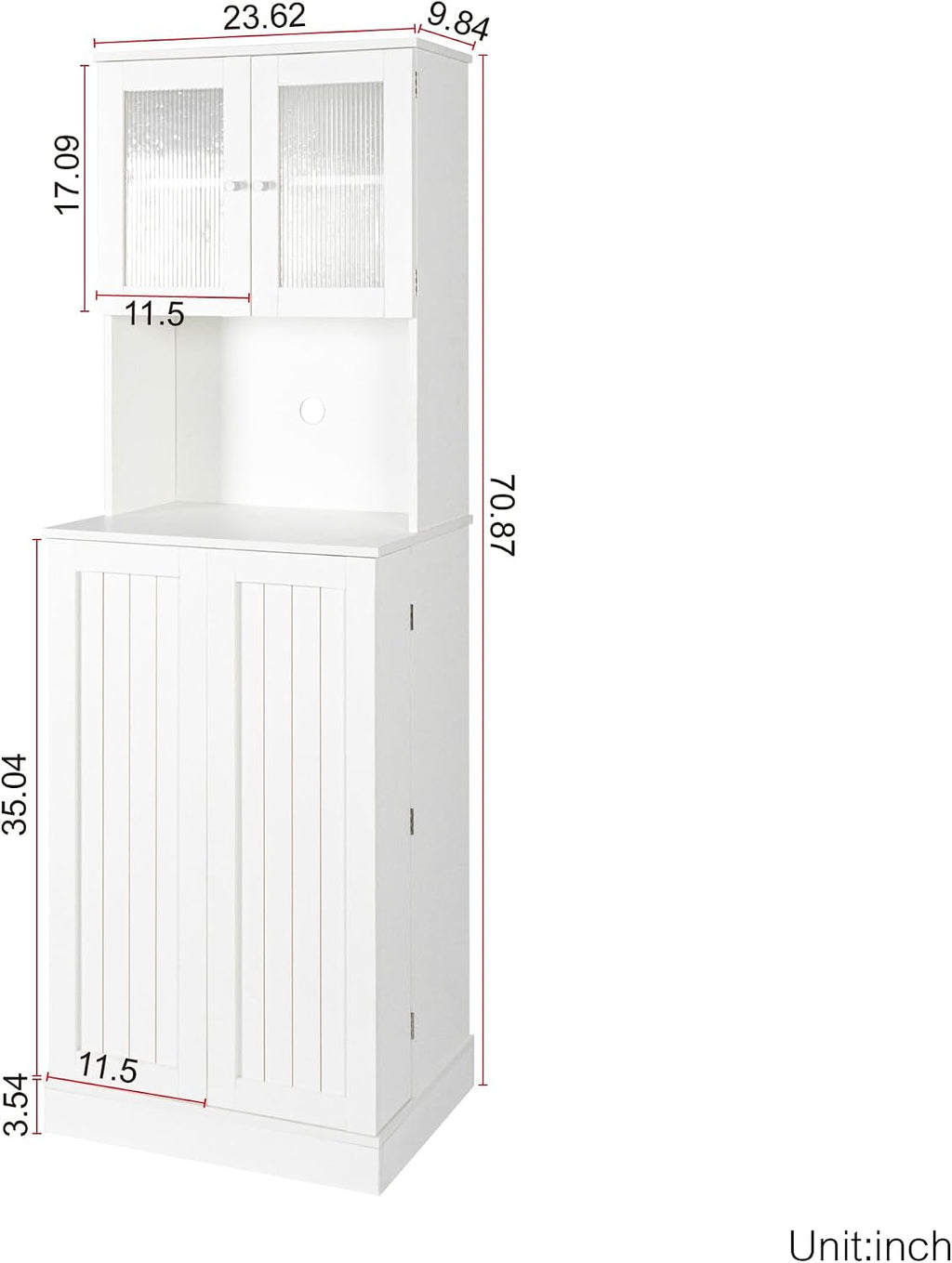 71'' Pantry Cabinet, Tall Storage Cabinet with Microwave Stand, Freestanding Kitchen Hutch with Doors and Adjustable Shelves, Mordern Food Pantry for Kitchen