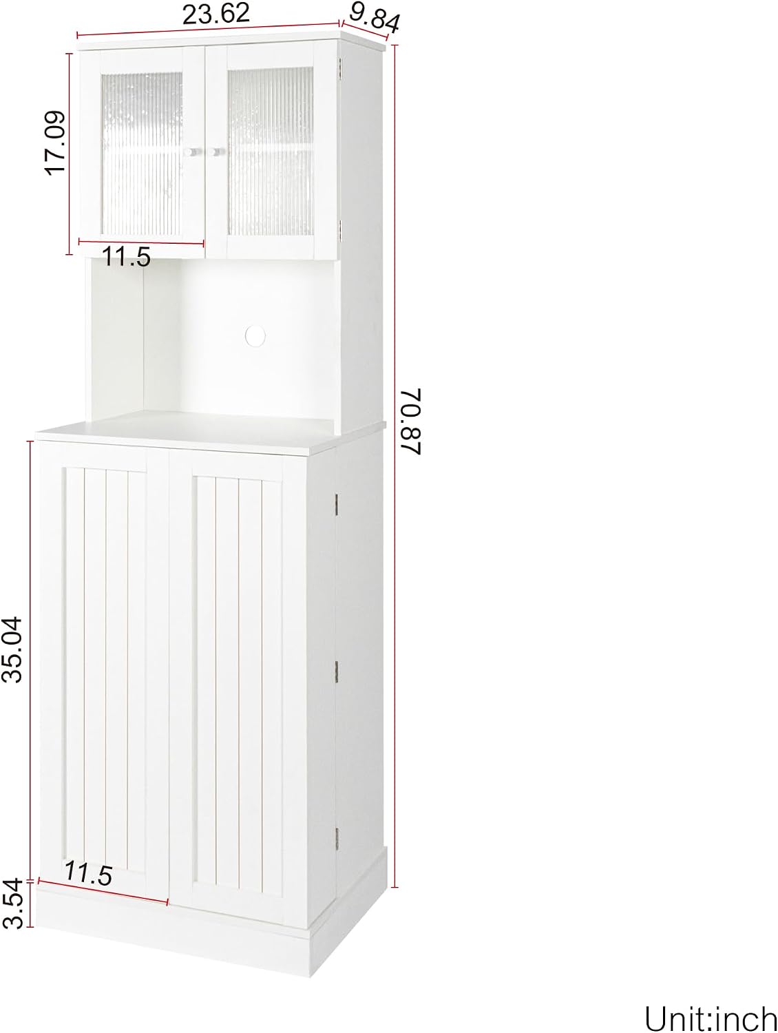 71'' Pantry Cabinet, Tall Storage Cabinet with Microwave Stand, Freestanding Kitchen Hutch with Doors and Adjustable Shelves, Mordern Food Pantry for Kitchen