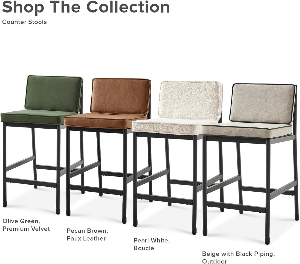 mopio Odelia Brown Faux Leather Dining Chairs Set of 2, Modern Kitchen Chairs with Removable Cushion Covers and Black Rust-Free Metal Legs (Set of 2, Pecan Brown Faux Leather)