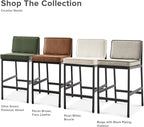 mopio Odelia Brown Faux Leather Dining Chairs Set of 2, Modern Kitchen Chairs with Removable Cushion Covers and Black Rust-Free Metal Legs (Set of 2, Pecan Brown Faux Leather)