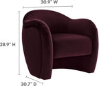 Modway Compose Barrel Chair with Performance Velvet Fabric in Mulberry – Upholstered Accent Armchair with Curved Backrest – Cozy Lounge Chair for Reading – Round Comfy Single Sofa Club Chair