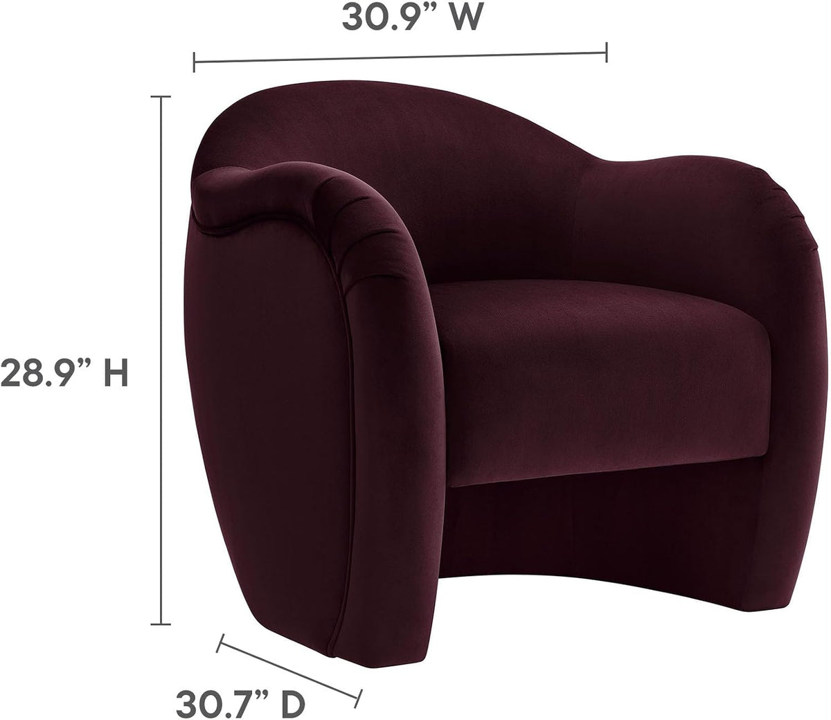 Modway Compose Barrel Chair with Performance Velvet Fabric in Mulberry – Upholstered Accent Armchair with Curved Backrest – Cozy Lounge Chair for Reading – Round Comfy Single Sofa Club Chair