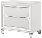 Pearl White 2-Drawer Nightstand with Acrylic Crystal Legs,for Small Spaces