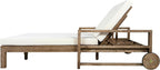 Merax Acacia Wood Outdoor Daybed Sofa, Farmhouse Patio Sun Lounger with Adjustable Backrest, High-Density Cushions & Removable Wheels, Weather Resistant for Garden, Poolside, Backyard, Beige
