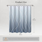 Punkray Ombre Blue Shower Curtain for Bathroom with Hooks, Stripe Bath Curtains Decorative Shower Curtains Water Repellent Washable, 60 x 72