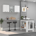 White and Onyx 2-Piece Kitchen Set with Island and Wall Cabinet | Includes 6-door wall cabinet with interior rack and 3-shelf kitchen island