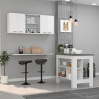 White and Onyx 2-Piece Kitchen Set with Island and Wall Cabinet | Includes 6-door wall cabinet with interior rack and 3-shelf kitchen island