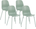 LSSBOUGHT Modern Dining Chairs Set of 4, Mid-Century Plastic Kitchen Chairs with Metal Legs, Comfortable Armless Side Chairs for Dining Room, Kitchen, Living Room & Small Spaces (Green)