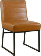 HomePop Channeled Metal Dining Chair - Caramel Brown Faux Leather (Single Pack)