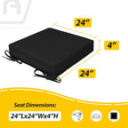 AAAAAcessories Outdoor Seat Cushions for Chairs, Waterproof, Fade-Resistant, 24" x 24" x 4", Patio Furniture Replacement Cushions, Set of 2, Charcoal Black