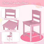 GLACER Kids Desk and Chair Set, Children’s School Study Table w/Storage Hutch, Drawer & Cabinets, Wooden Student Writing & Computer Desk for Bedroom, Study Room & Homeschool for Ages 3-8 (Pink)