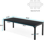 Tribesigns 78.7 Inches Long Dining Table for 6-8 Person, Large Industrial Rectangle Wood Dining Table, Rustic Narrow Dinner Table with Heavy Duty Metal Legs (Only Table) (Black)