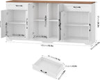 BOTLOG 2PCS Kitchen Cabinets, 71” Large Sideboard Buffet Cabinet with Storage, 72" Tall Pantry Cabinet with Microwave Stand, Wood Coffee Wine Bar Console Table for Kitchen, Dining Room, White