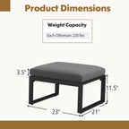 Tangkula Patio Ottoman Footrest, 220 LBS Capacity Outdoor Foot Stool with Cushion, All-Weather Aluminum Frame Footrest for Patio Furniture, Grey