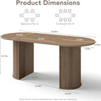 SoarFlash 70.8" Oval Dining Table for 4-6 Person Kitchen Table with Semi-Cylindrical Legs Base Modern Farmhouse Dinner Tables for Dining Living Receiption Room (Brown)